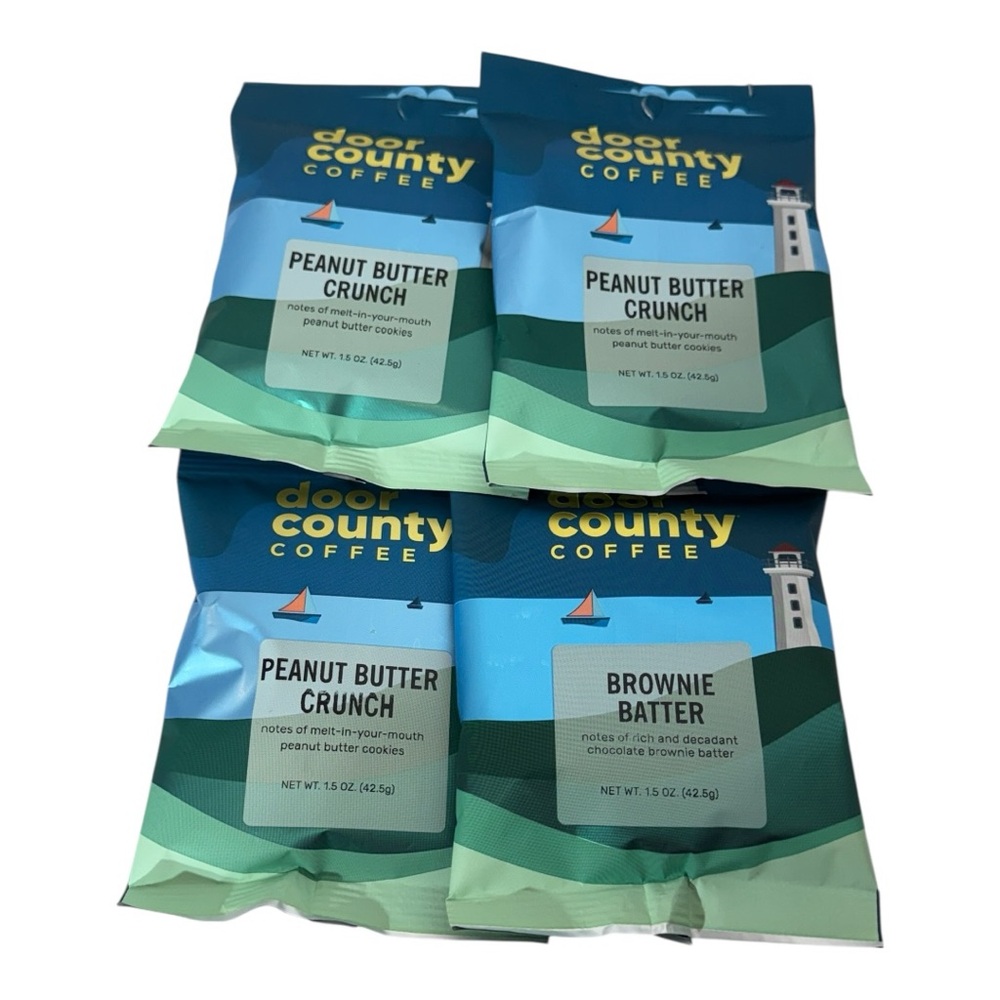 Door County Coffee Sample Pack – Peanut Butter Crunch & Brownie Batter – 4 Bags